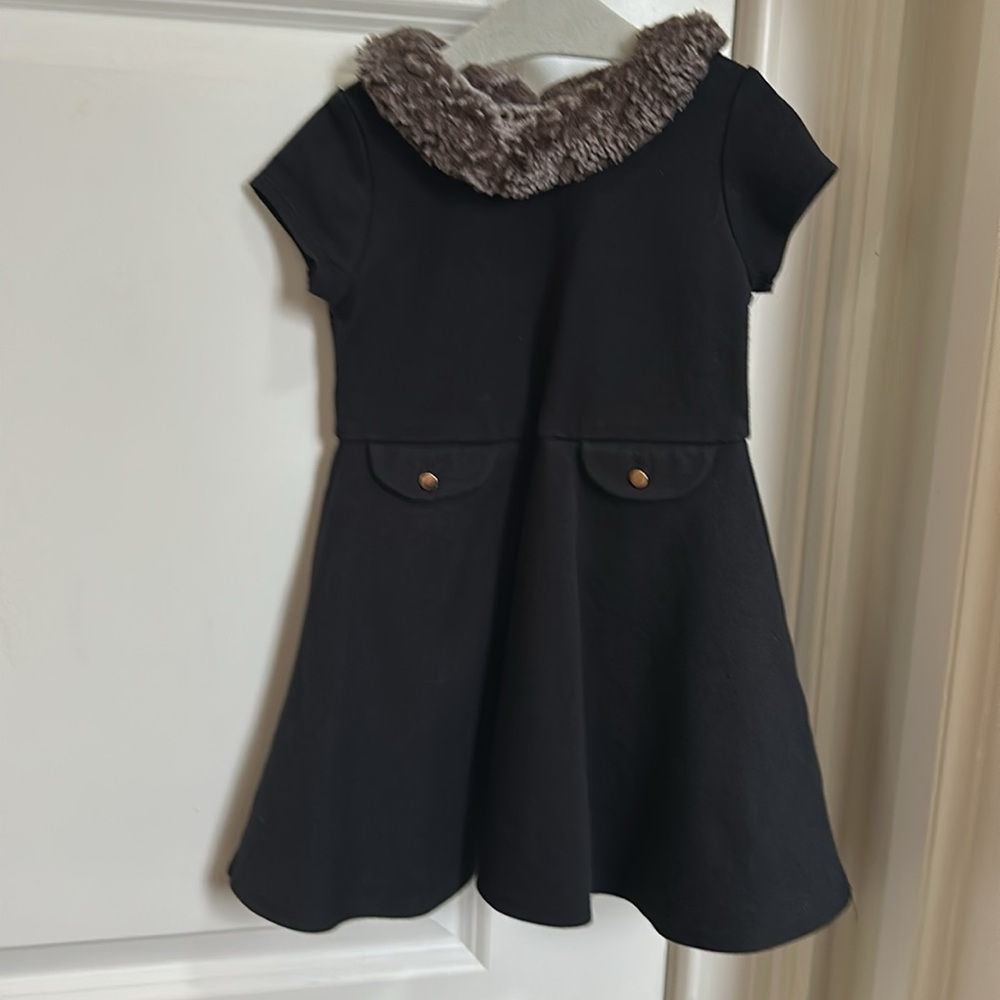 Hope and Henry Fit and Flare Ponte Dress With Faux Fur Collar Size 18-24 months - Picture 2 of 3